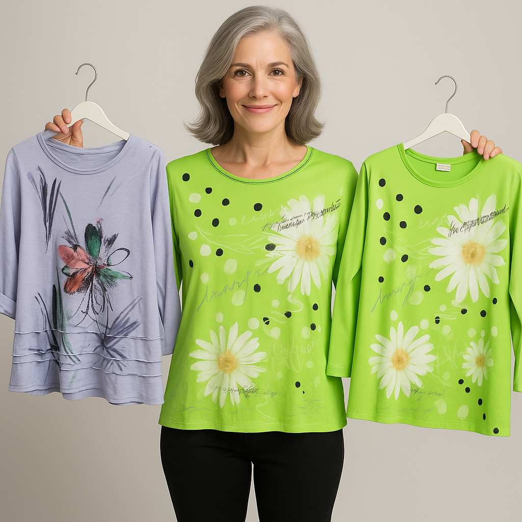 put these shirts on one model and have her display all three like a fashion model.  must be stunn...