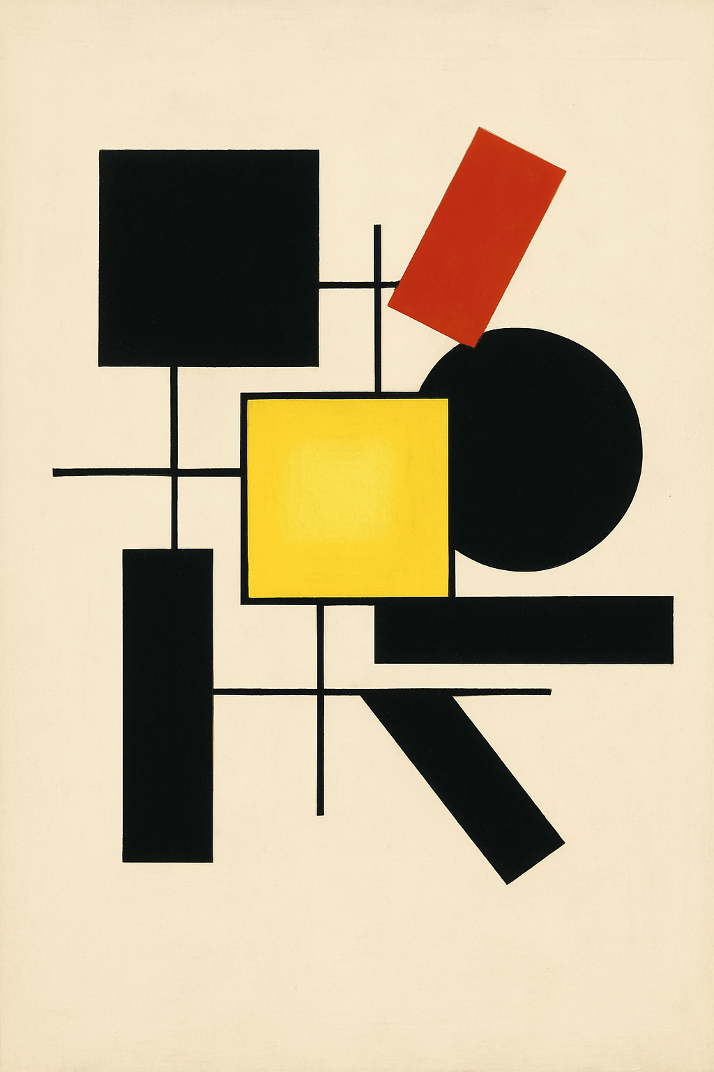 A geometric puzzle of overlapping shapes, with one highlighted area illuminated, ...