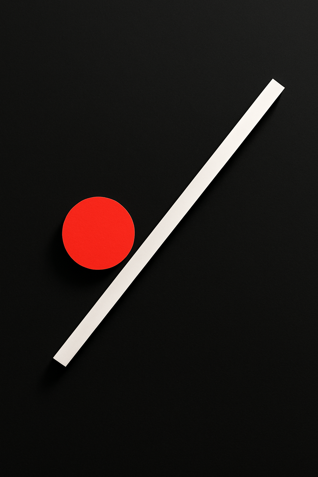 A minimalist scene with a single bold white line slicing through a deep black bac...