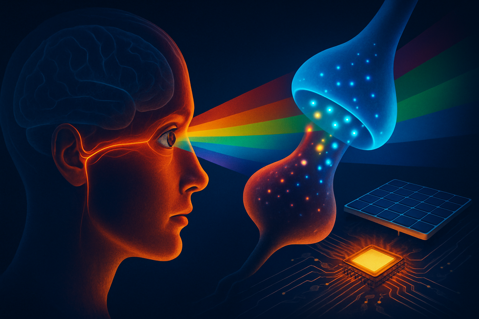 Solcelledrevet AI-synapse efterligner menneskets farvesyn
