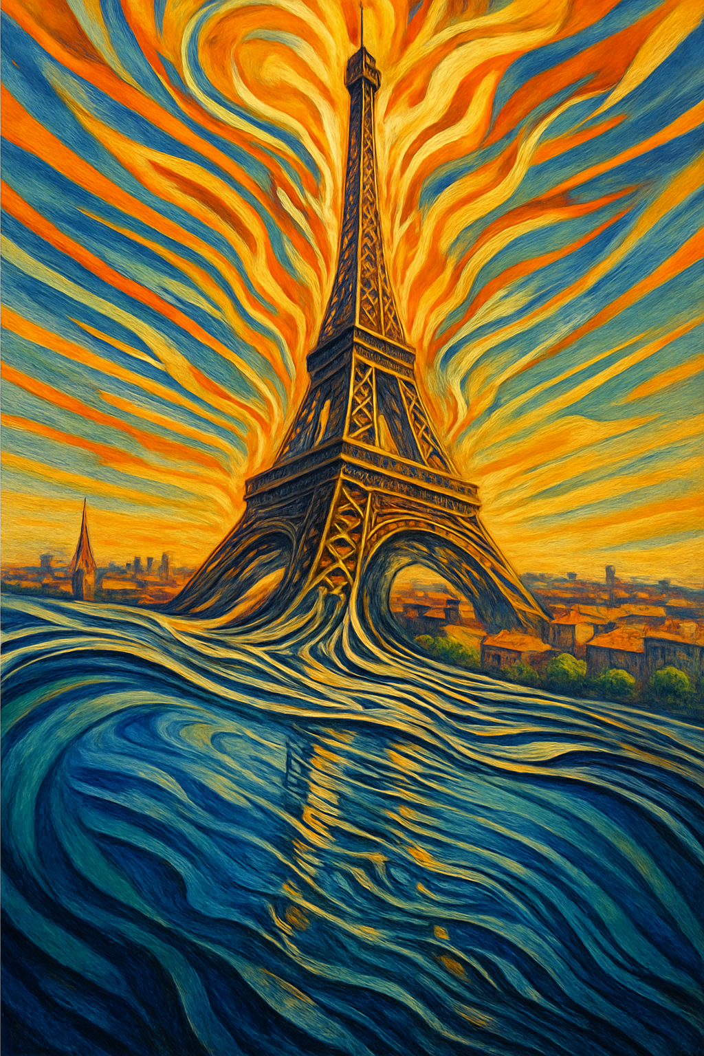 Transitioning to a sun-soaked Paris skyline, the Eiffel Tower stretches upward as...