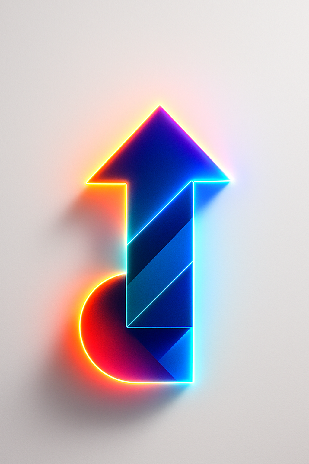 Final image: a bold, ascending arrow formed by merging all previous geometric ele...