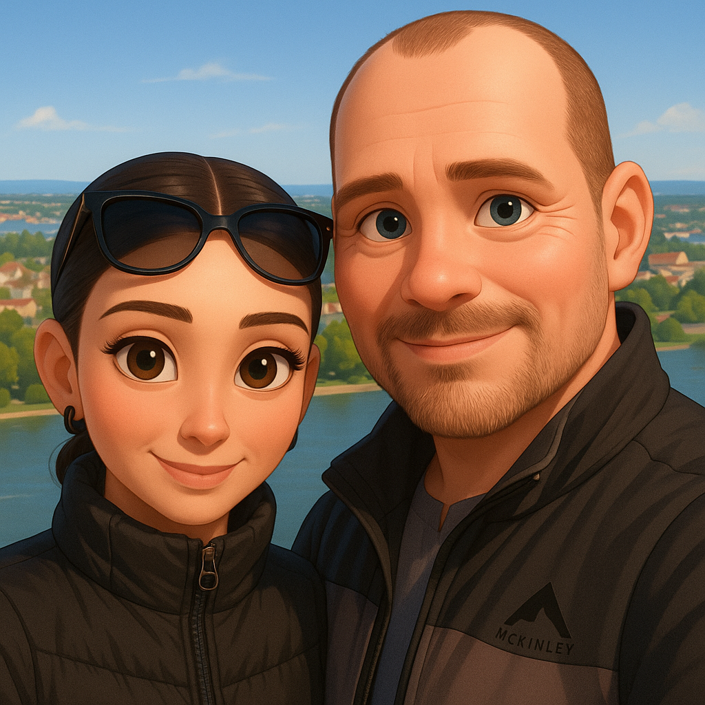 Transform in animation style. Large, expressive eyes. Soft, symmetrical facial features. Warm col...