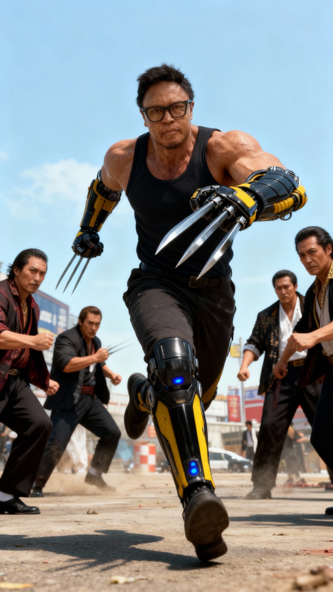 Buat karakter utama di tengah sedang berperang di antara yakuza dengan pergerakan seperti wolveri...