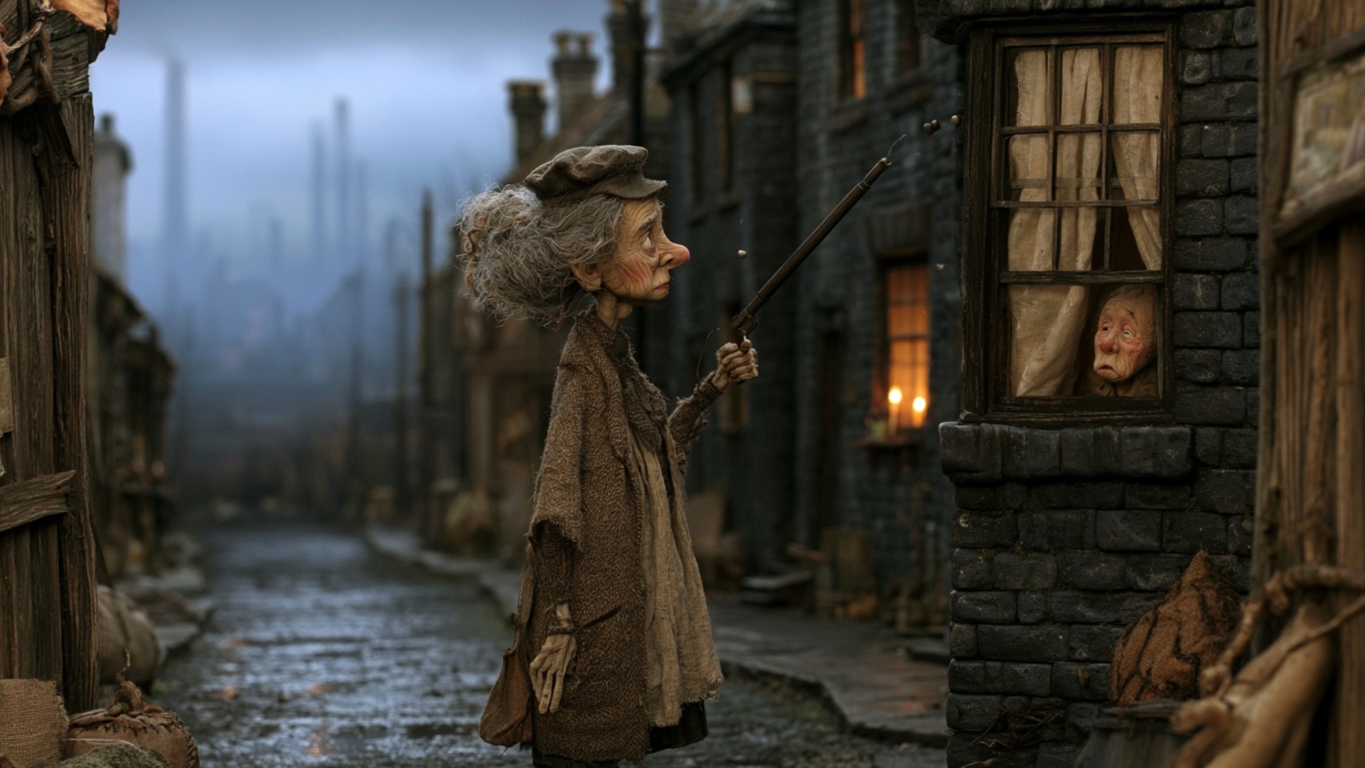 The woman keeps the existing narrow pea-shooter tube precisely aimed at the upper window, takes a...