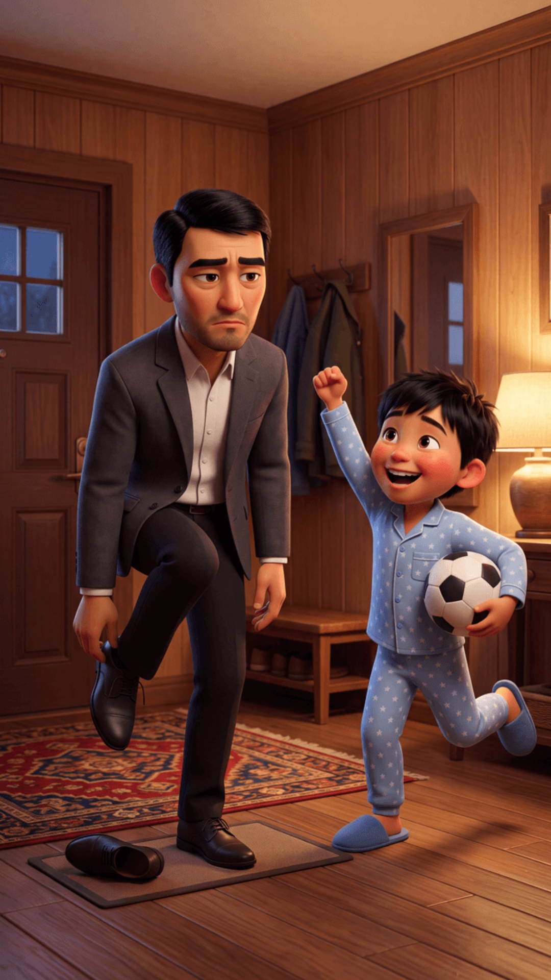Vertical 9:16, Pixar-style 3D animation, 80% stylized 20% cinematic realism, vibrant saturated co...
