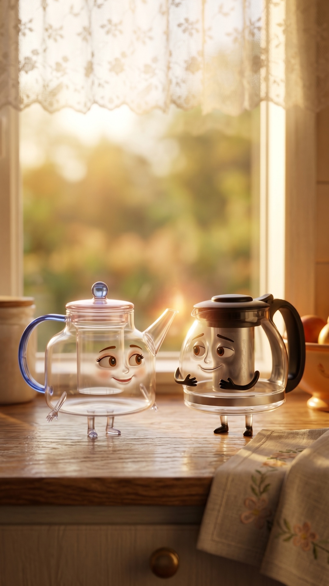 Use the uploaded character reference images as the ONLY character references.

Same cozy kitche...