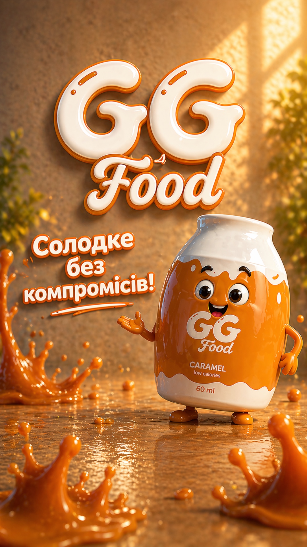 Говорить на українській мові «GG Food — твоя солодка свобода».
Анімована уся сцена. Текст на фото...