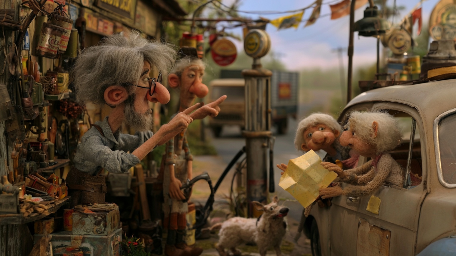 The gray-haired attendant continues explaining the route with clear natural hand gestures, first ...