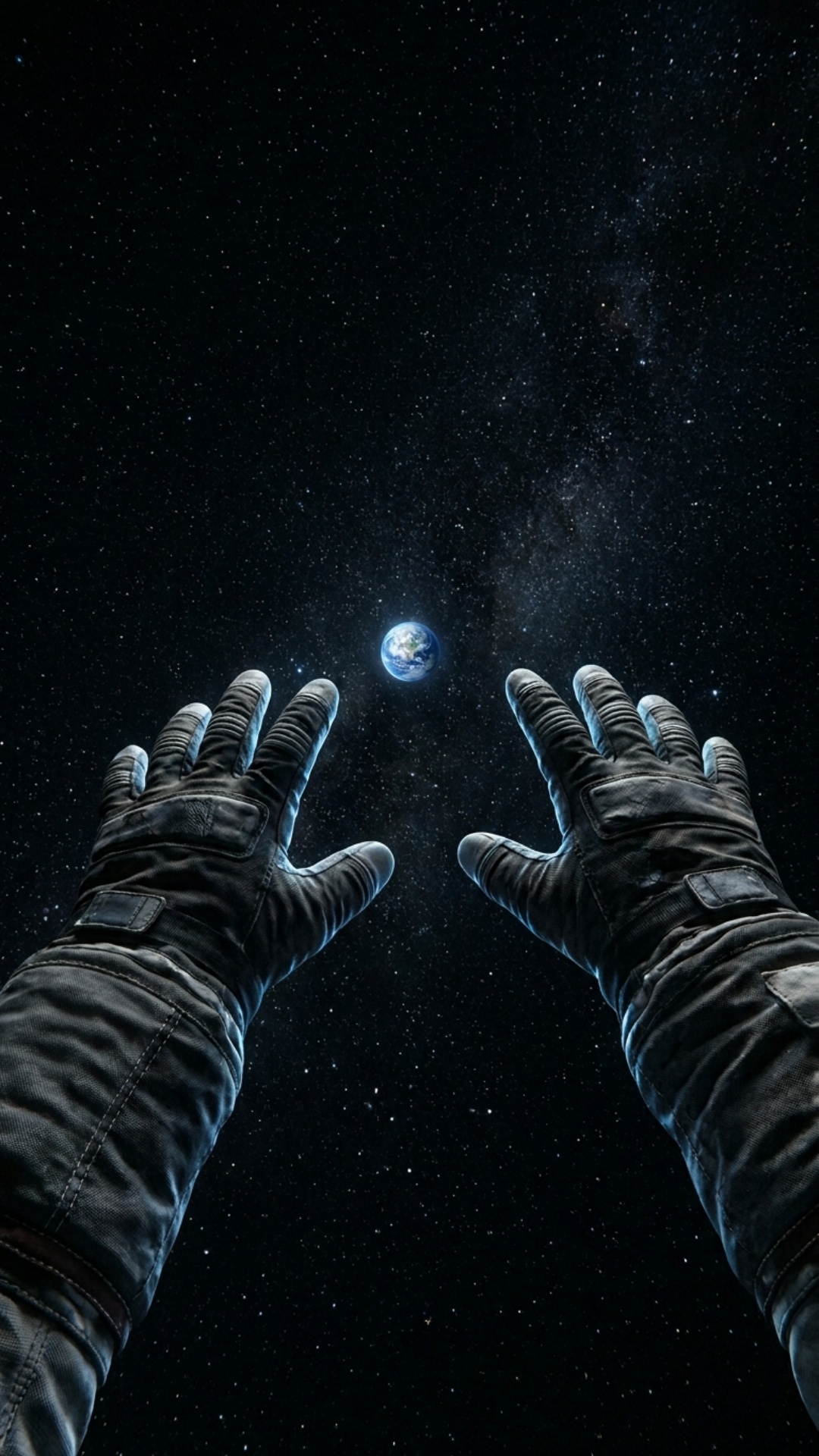 POV flotando lentamente en el espacio exterior mientras la Tierra se aleja a lo lejos. Solo se ve...