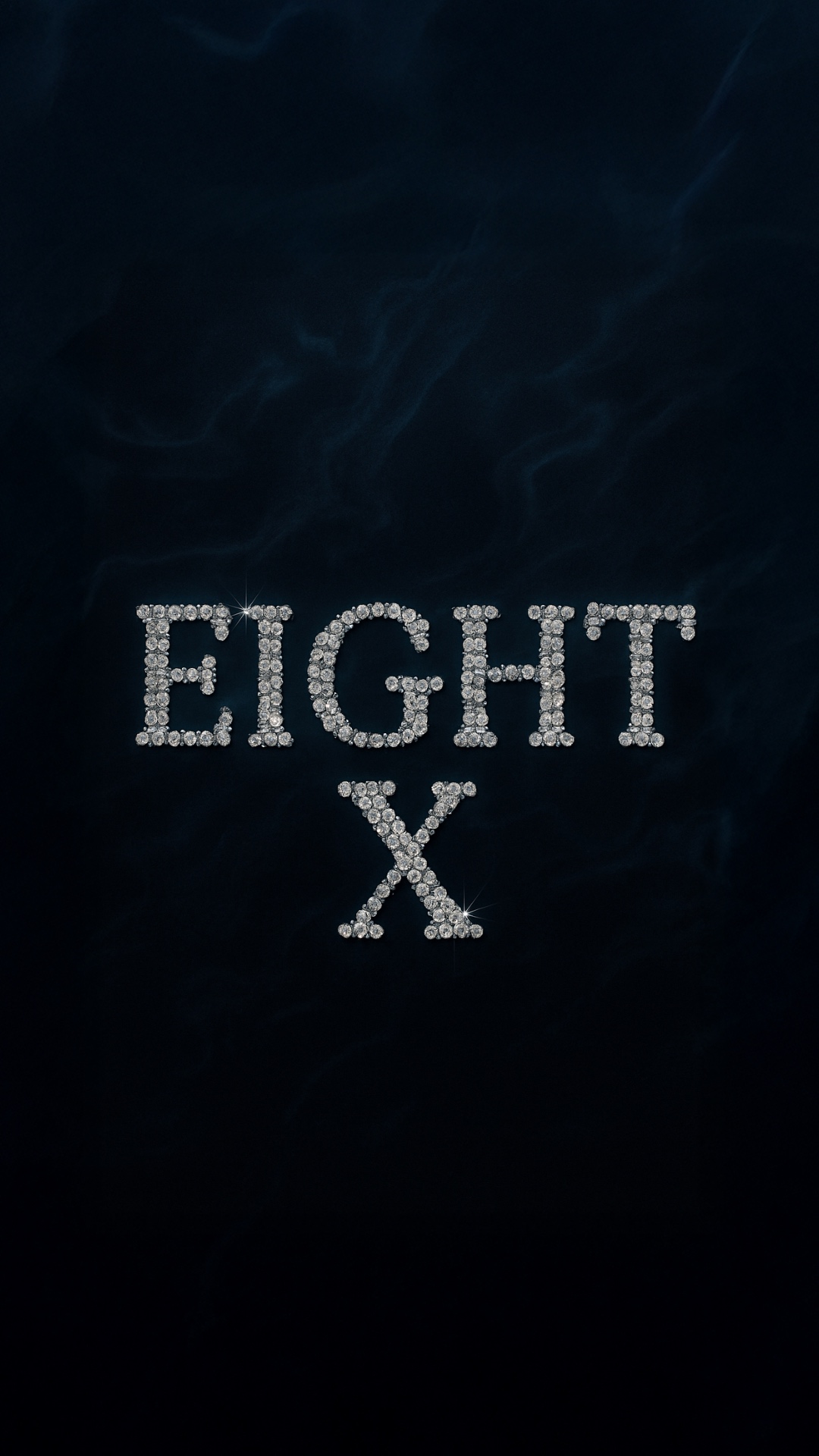 A surreal underwater scene with floating letters “EIGHT X” made of shimmering white diamonds, set...