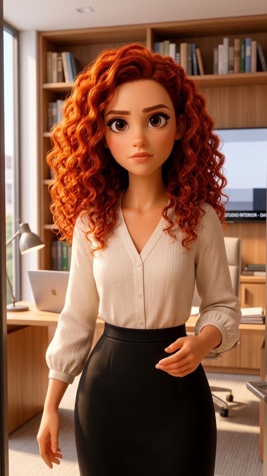 Art style: 3D Pixar.

Вертикальное видео 9:16 для Instagram Reels.

Женщина-логопед плавно входит...