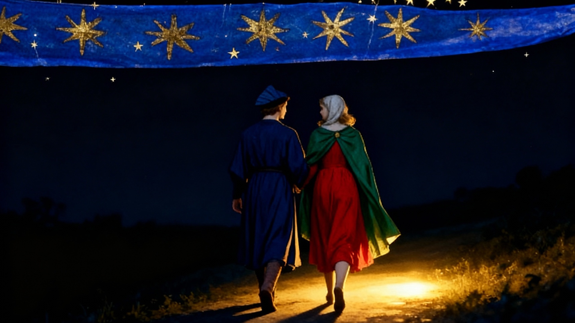 Promenade amoureuse sous les étoiles, vibrations de lumières après apparition de la pleine lune.