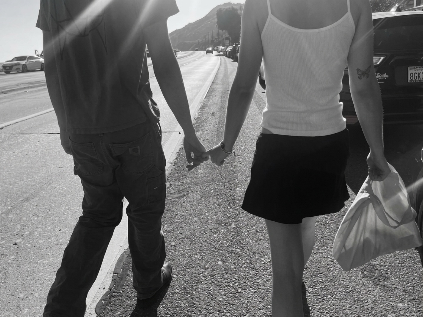 handheld camera, subtle natural hand shake, camera following characters as they naturally walking...