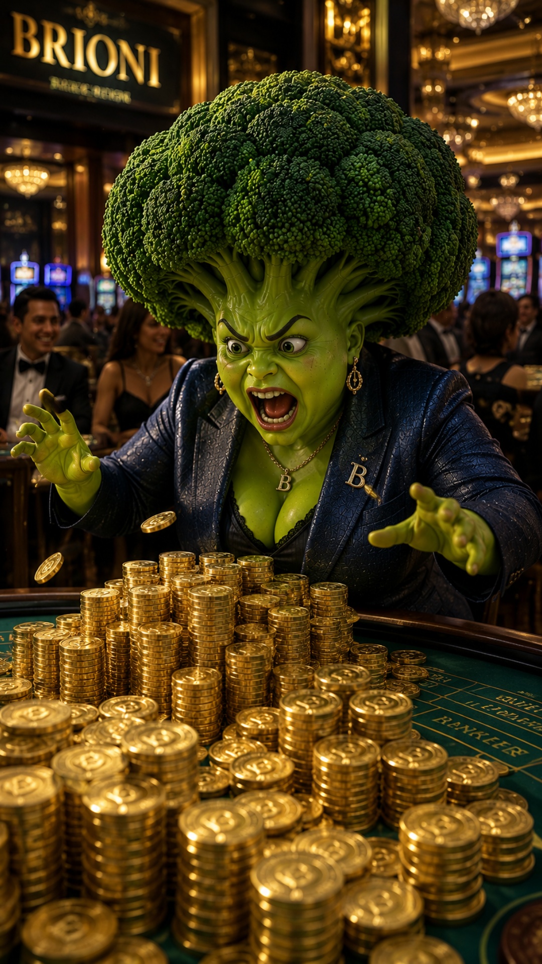 Broccoli लालच में जुआ खेलता है.
SFX: casino chips, coin sounds