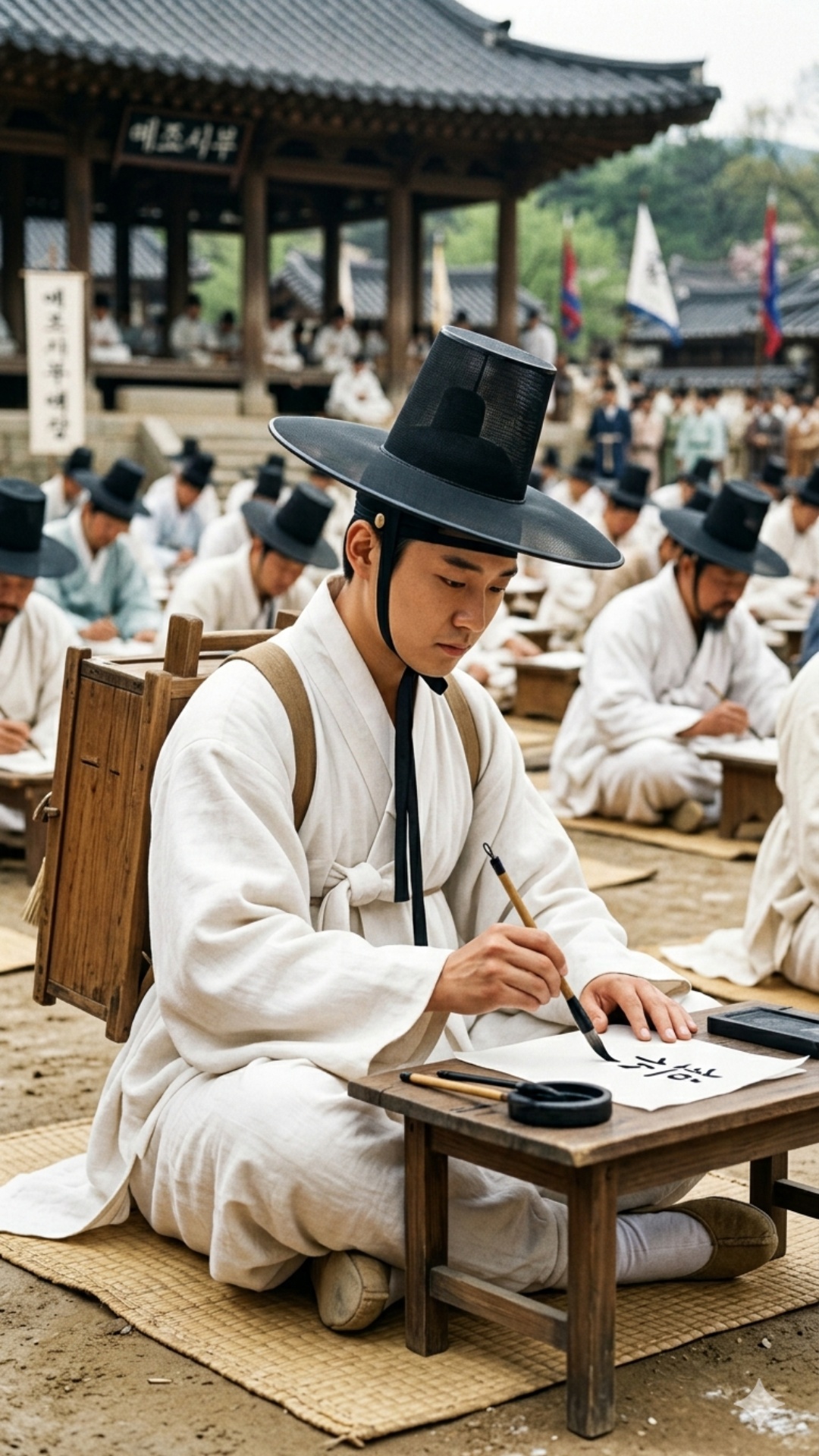 남자가 붓으로 글자를 쓴다. 그러나 붓의 털이 힘없이 무너져서 글자를 망치게 된다 그러자 남자가 화나서 말한다 "아이씨! 이거 개털이구먼!!!"