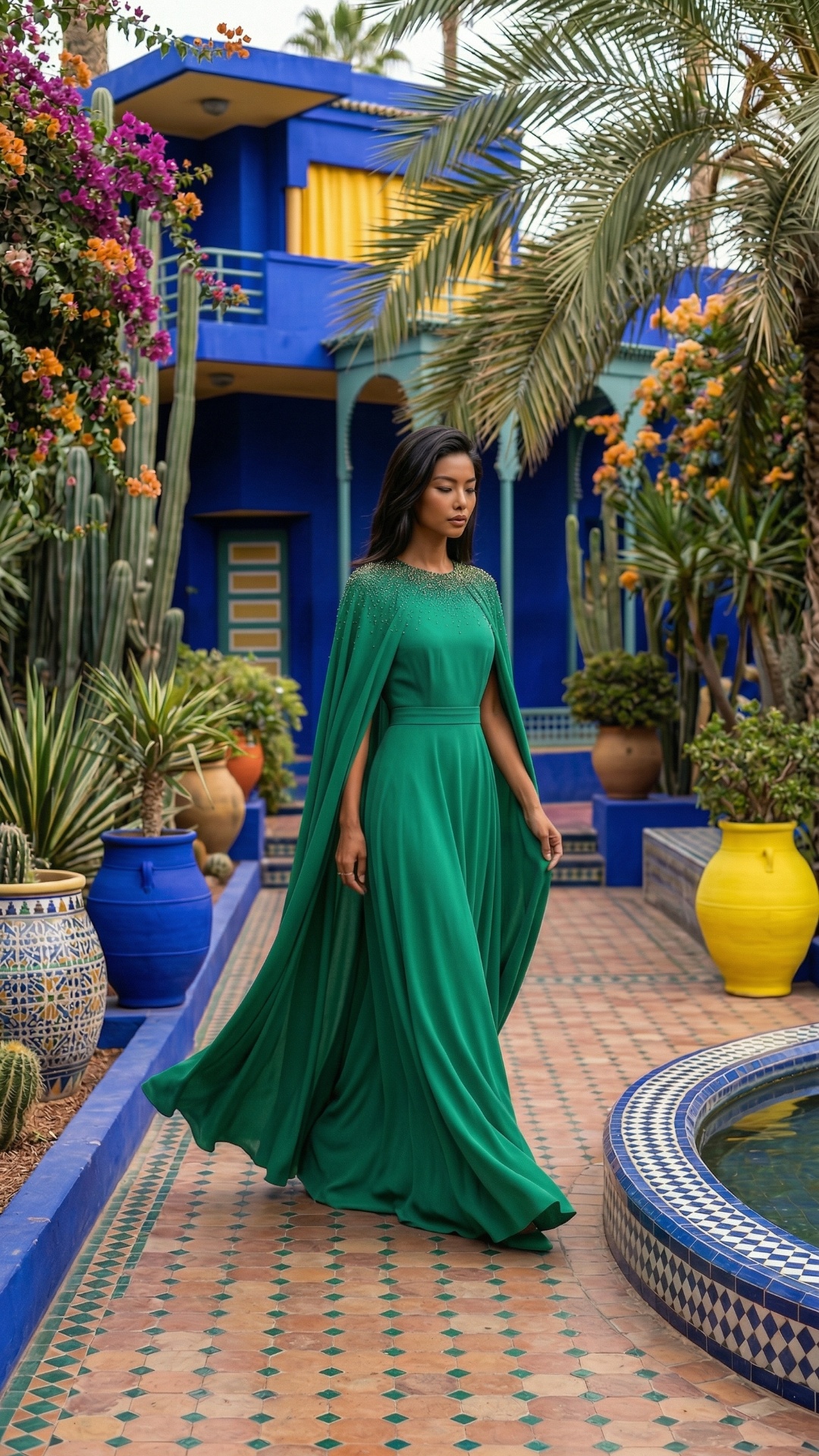 she is walking in the garden