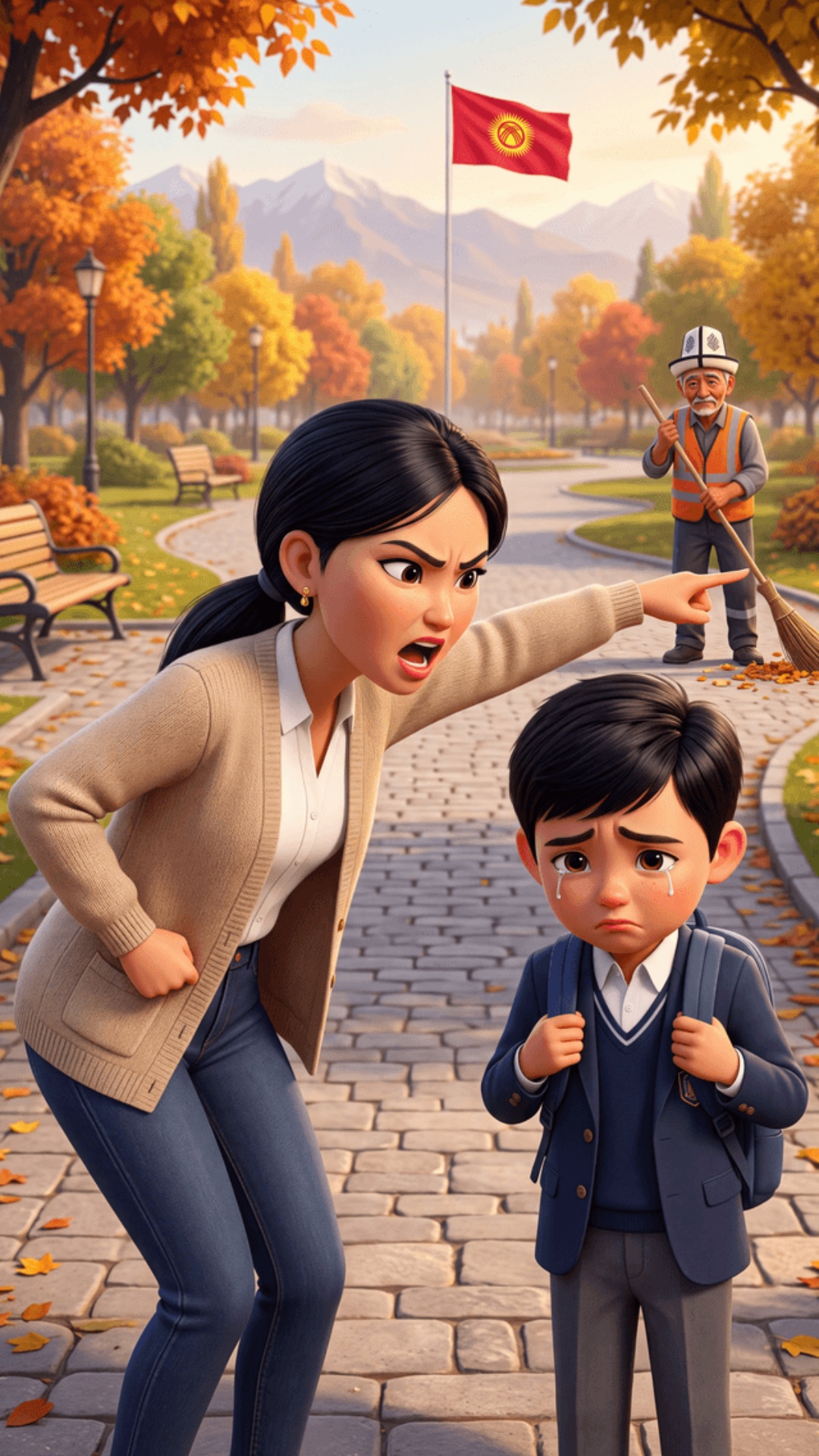 3D animated, 80% Pixar style, 20% cinematic realism, vibrant saturated colors, 9:16 vertical. Sta...