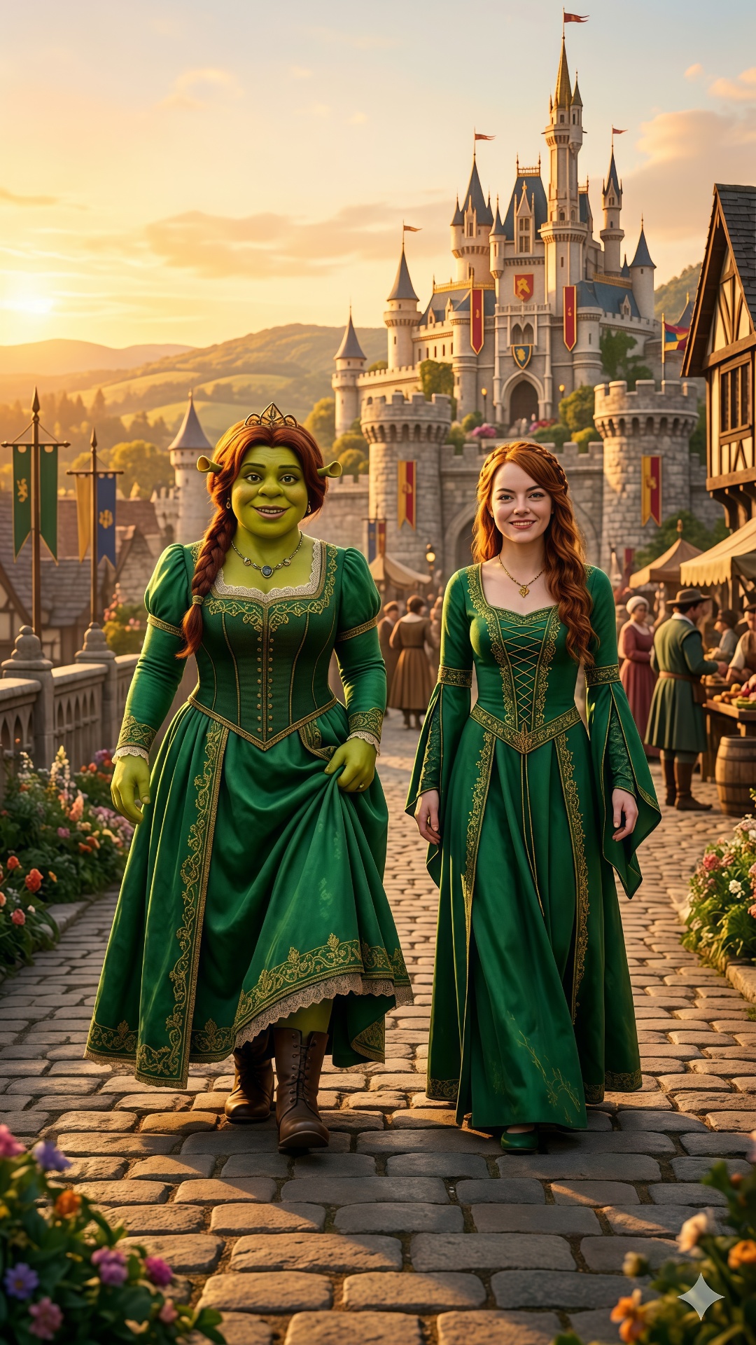 Use the uploaded image as the exact visual reference.

The characters are already walking forward...