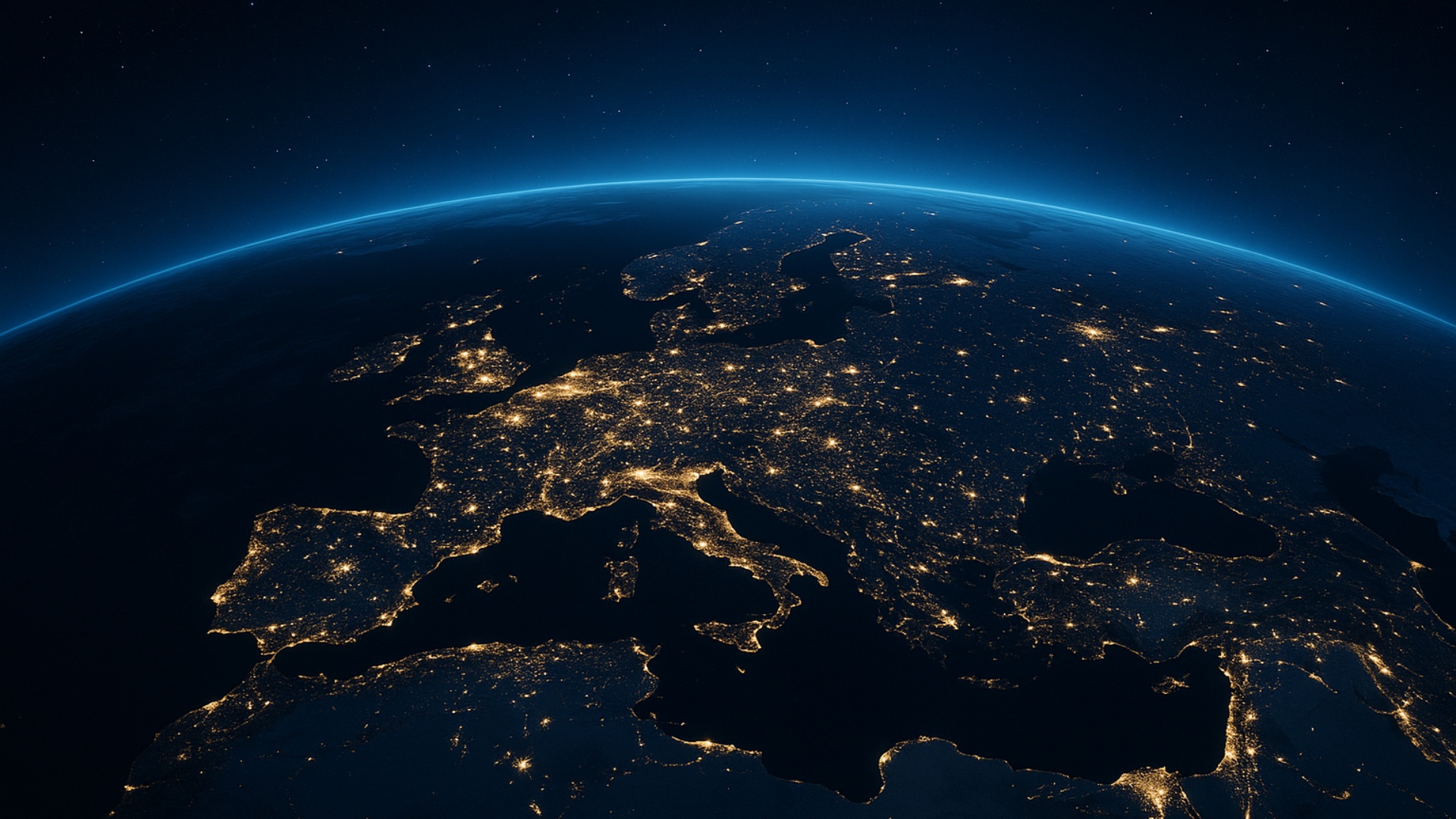 Earth seen from space, centered on Europe. Zooming in on the city of Strasbourg, similar to Googl...