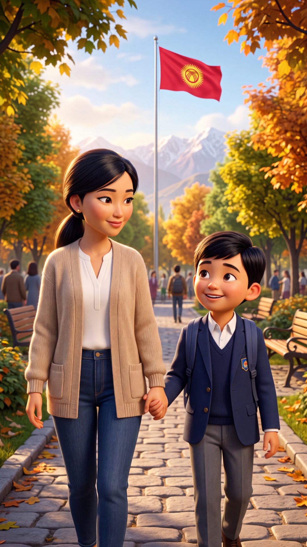 3D animated, 80% Pixar style, 20% cinematic realism, vibrant saturated colors, 9:16 vertical. War...