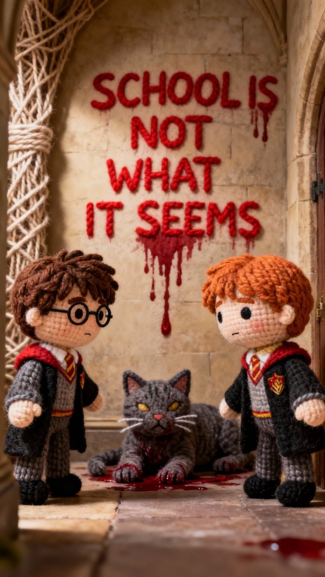 the picture comes to life, the characters communicate