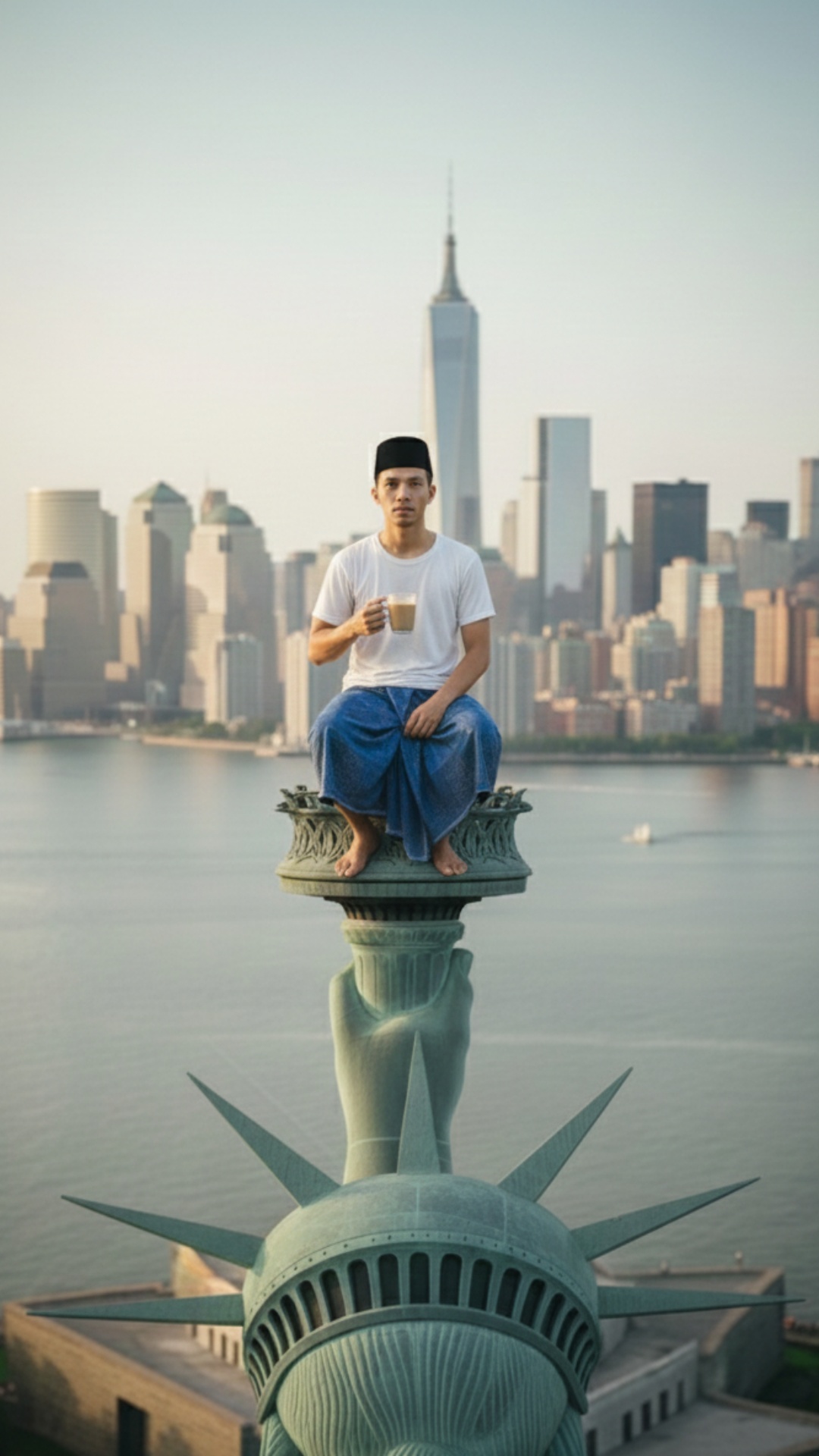 A cinematic commercial-style video based on the reference image.
A man wearing a white t-shirt, b...