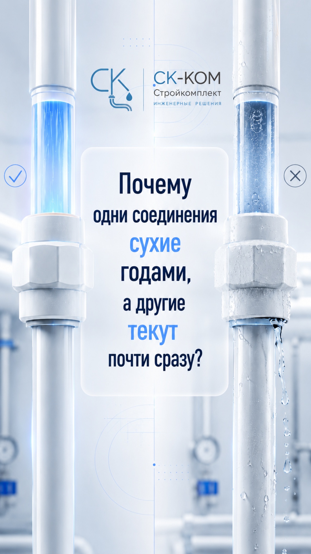 Анимировать фото в premium white-blue стиле.

Левая труба:
— мощный голубой поток воды
— мягк...