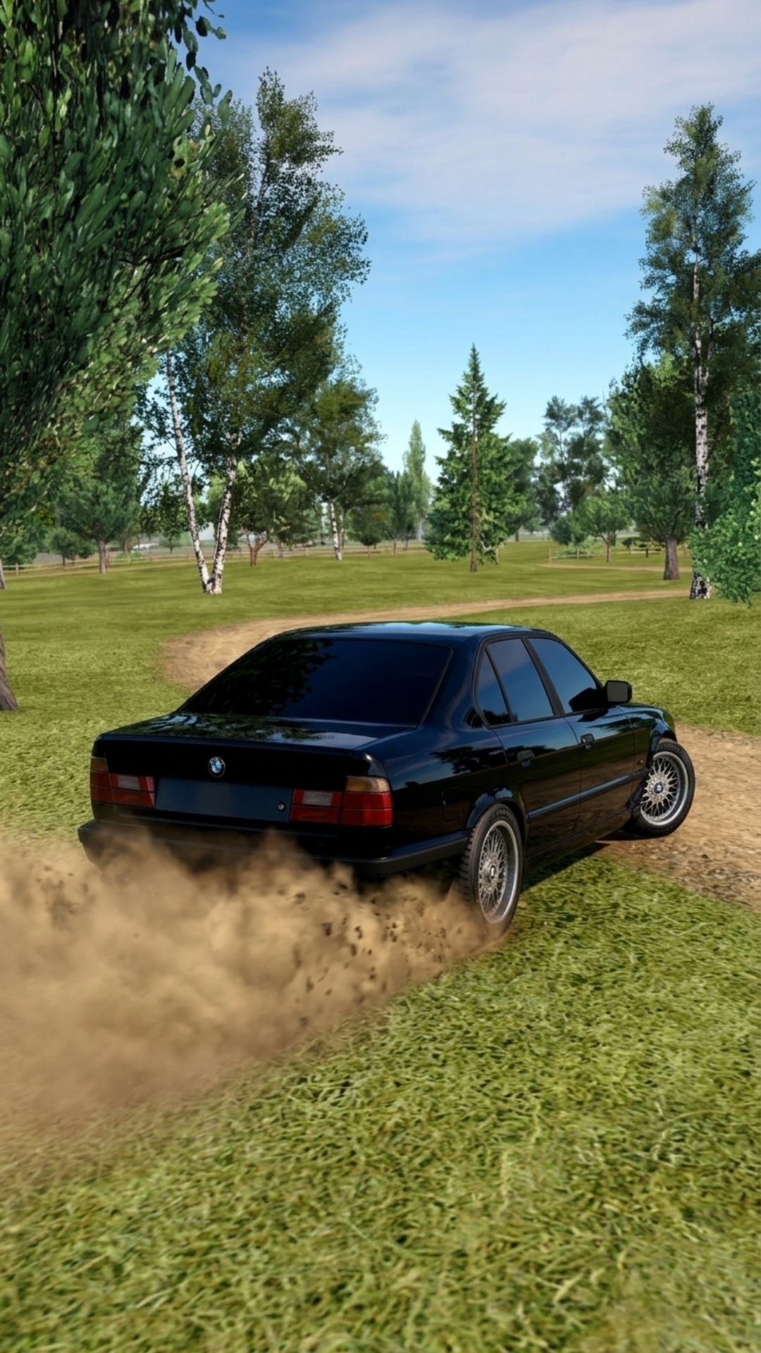 Покажи как черная bmw e34 едет по проселочной дороге

Автомобиль 4х дверный, всегда виден сзади и...