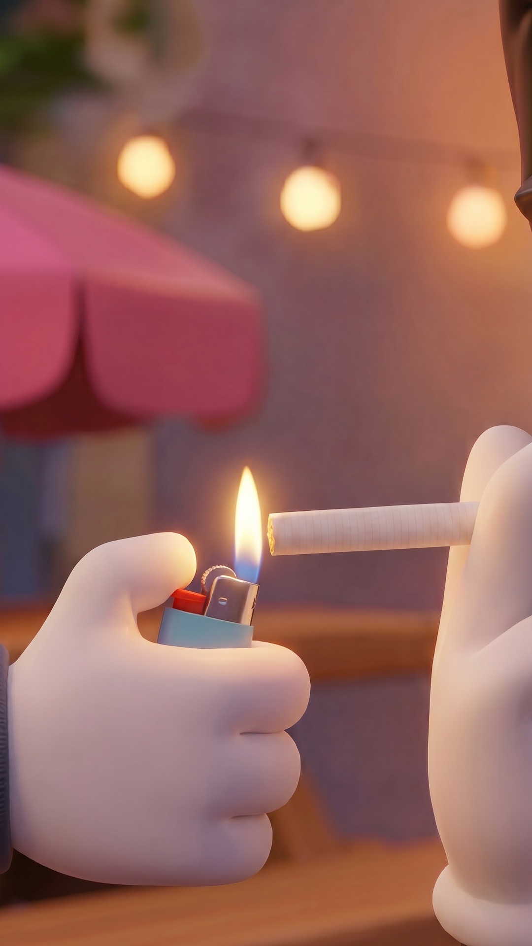 Duration: 4 seconds
Format: 9:16
Quality: 4K

Scene:
Extreme close-up shot of a cigarette held in...