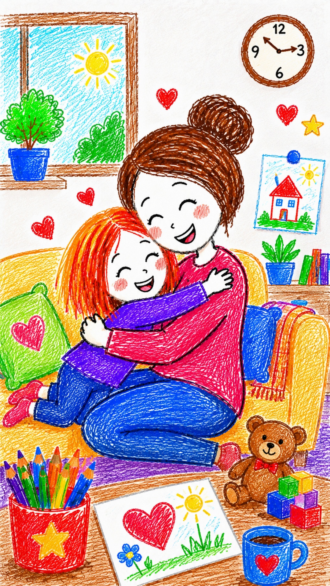 mama und kind umarmen