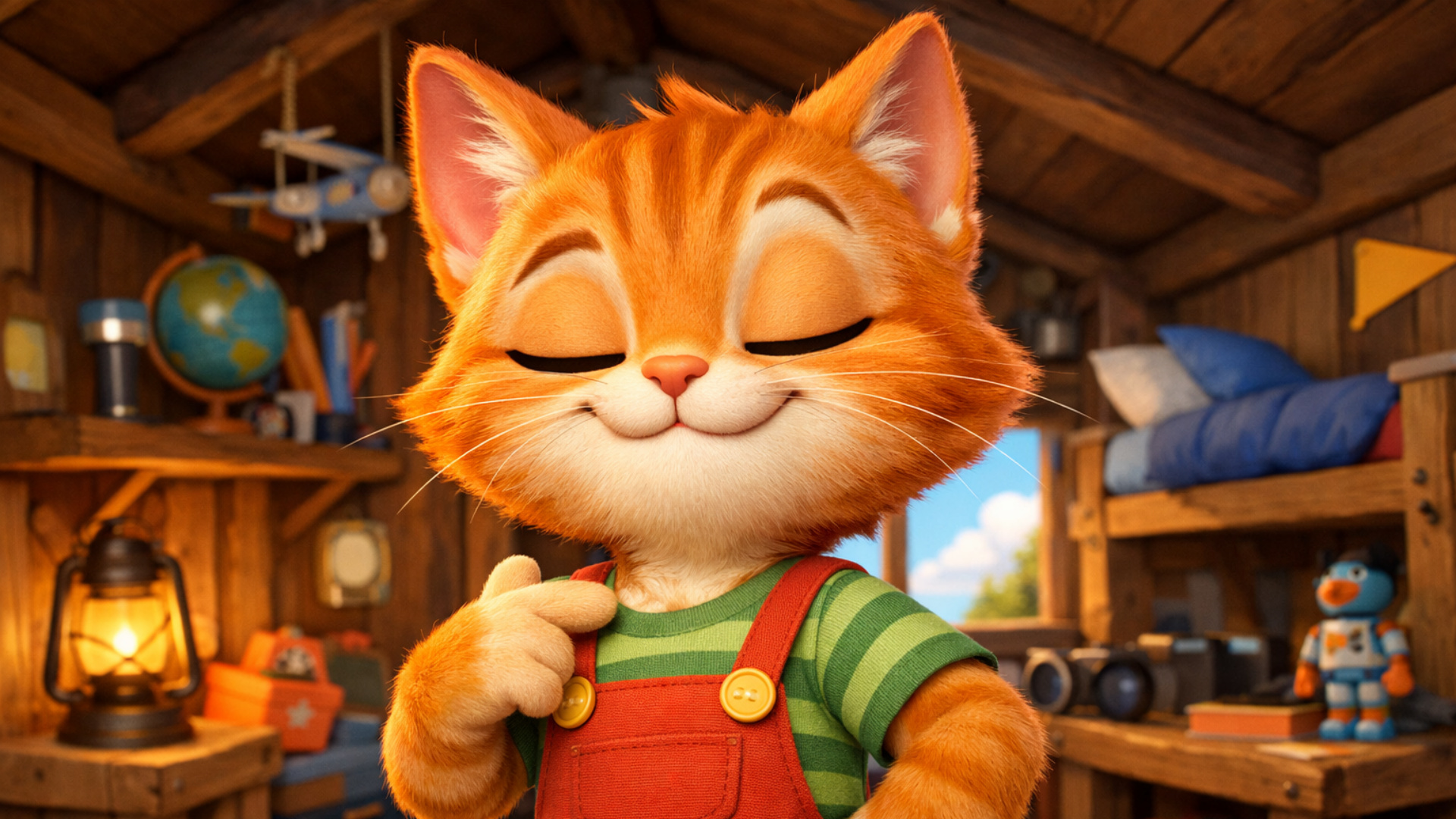 3d fluid expressive animation of anthro ginger male kitten talking confidently and smugly