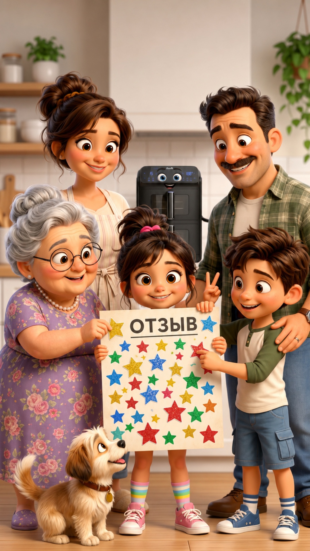 Family and guests happily place paper stars onto the review sheet one after another. The girl pro...