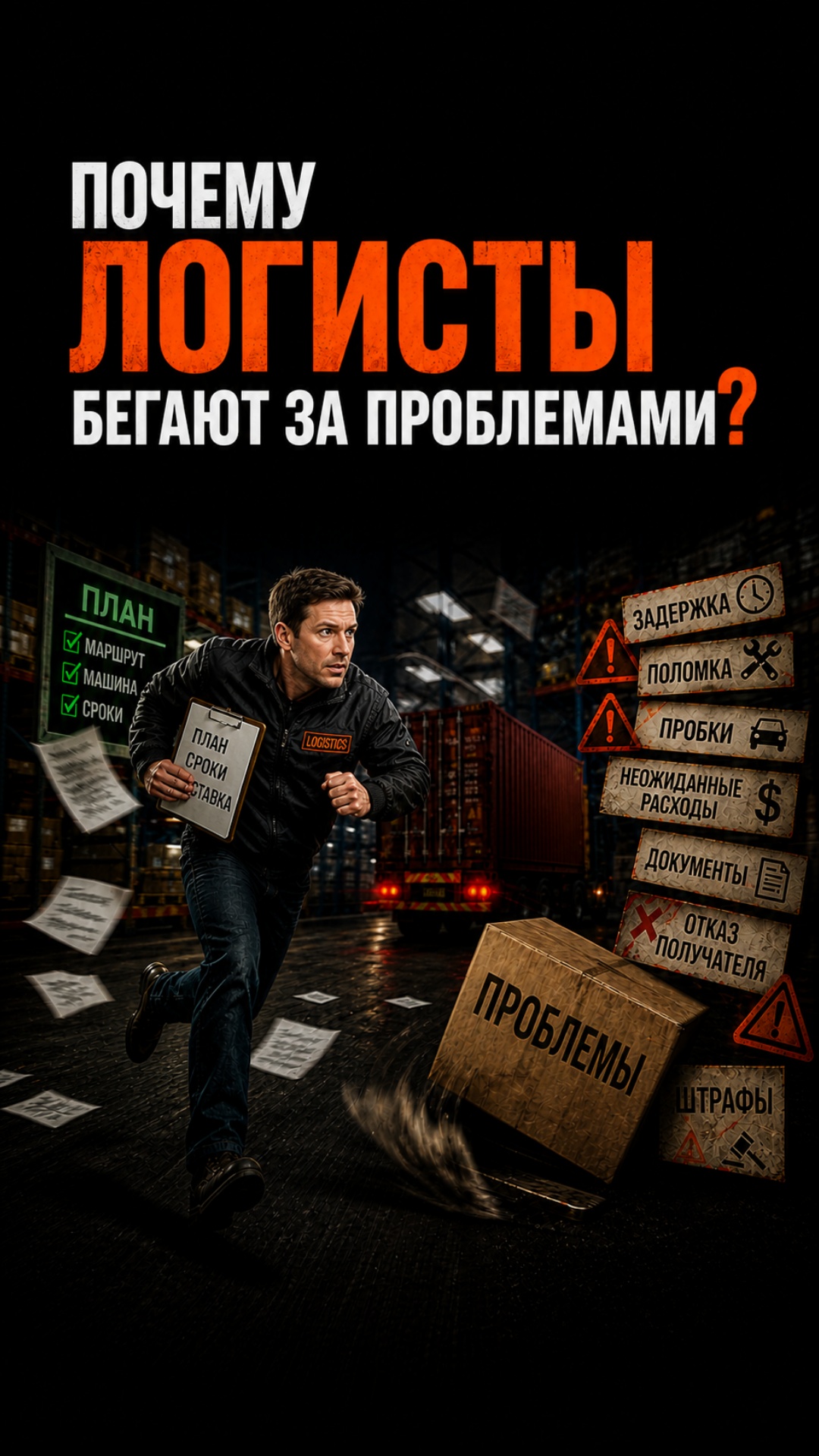 Создай динамичную анимацию в тёмном кинематографичном стиле с оранжевыми акцентами и эффектом хао...