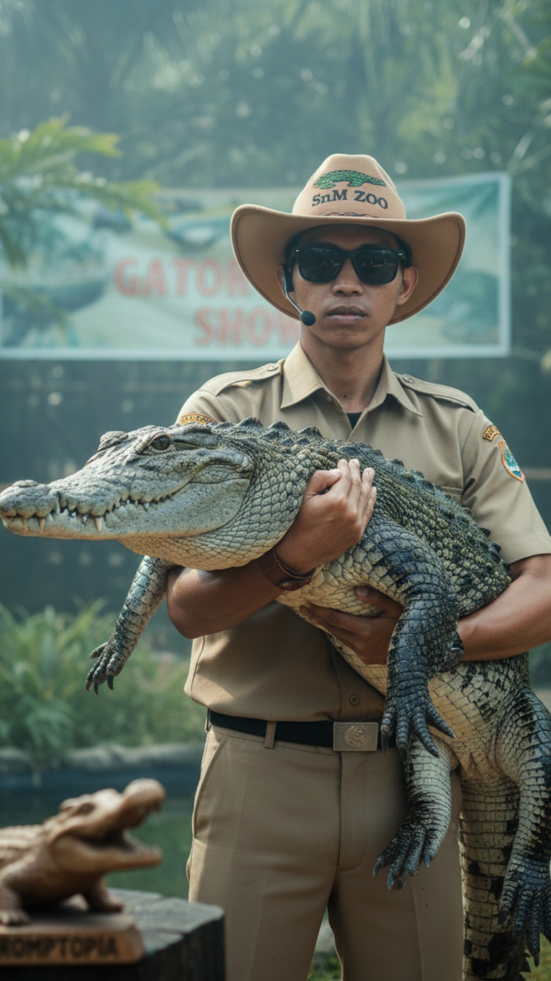 CREATE A highly realistic 5-second cinematic video featuring a professional zookeeper "sUNNY" HE ...