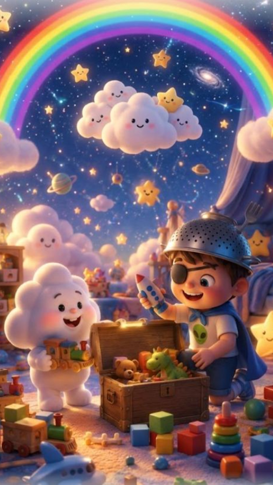 Prompt para video animado 3D (Pixar/DreamWorks):
En una acogedora habitación infantil iluminada p...