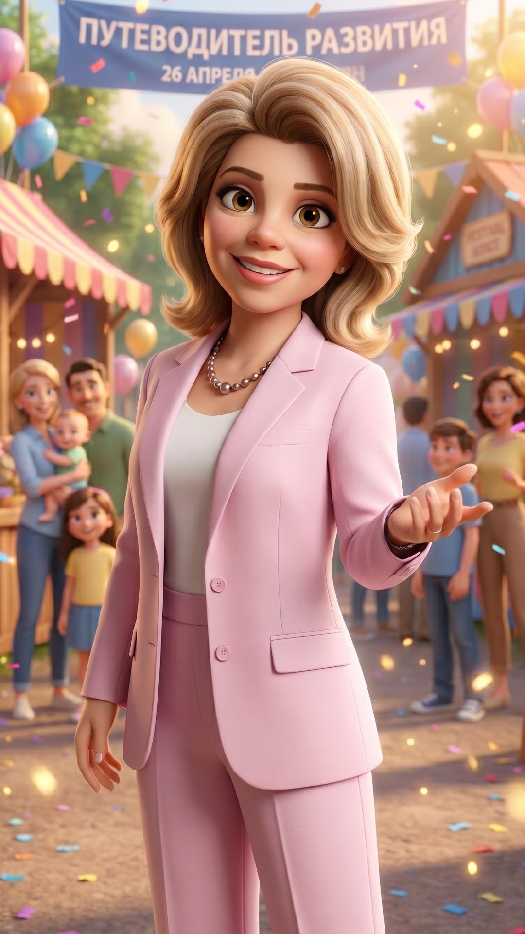 Animate this Pixar 3D character (same girl, continuation of previous shot). She continues speakin...