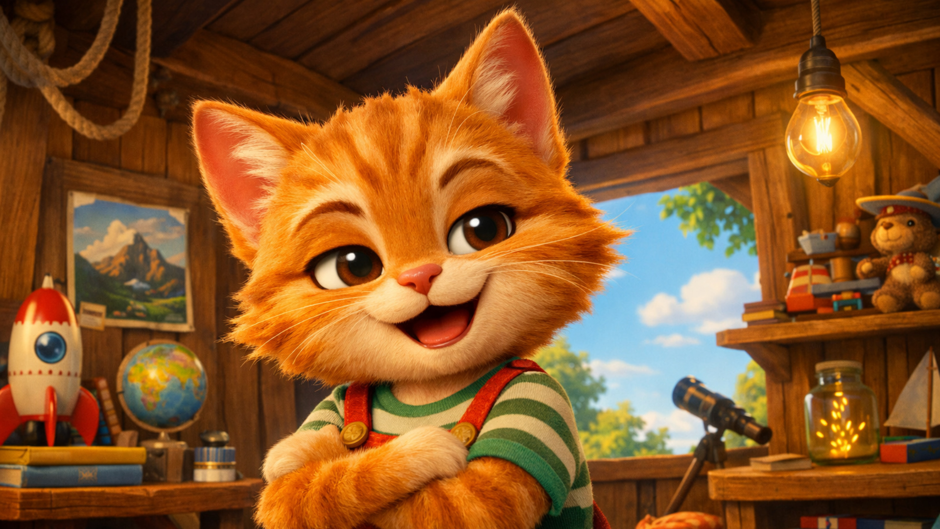 3d fluid expressive animation of anthro male kitten talking smugly