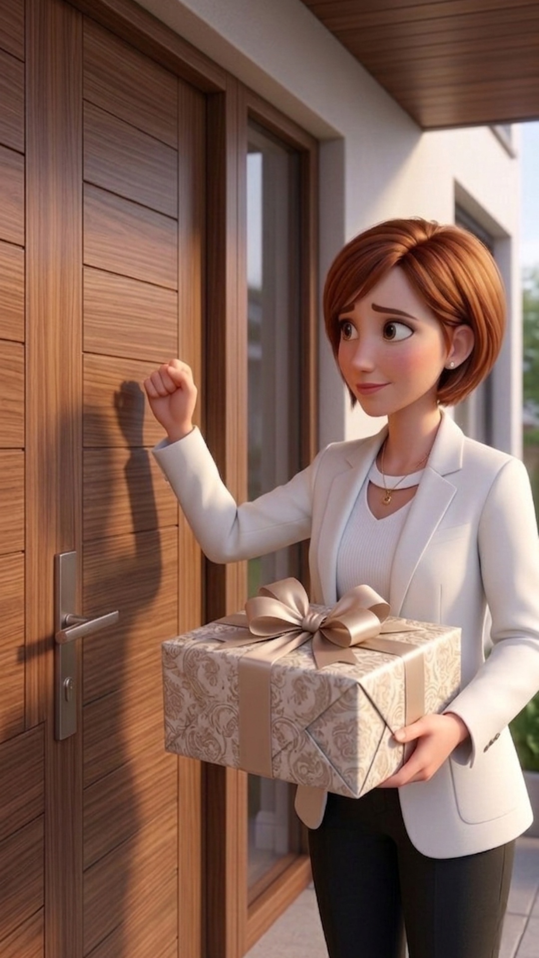 Дениса стекает двер и двер открывает другая женщина