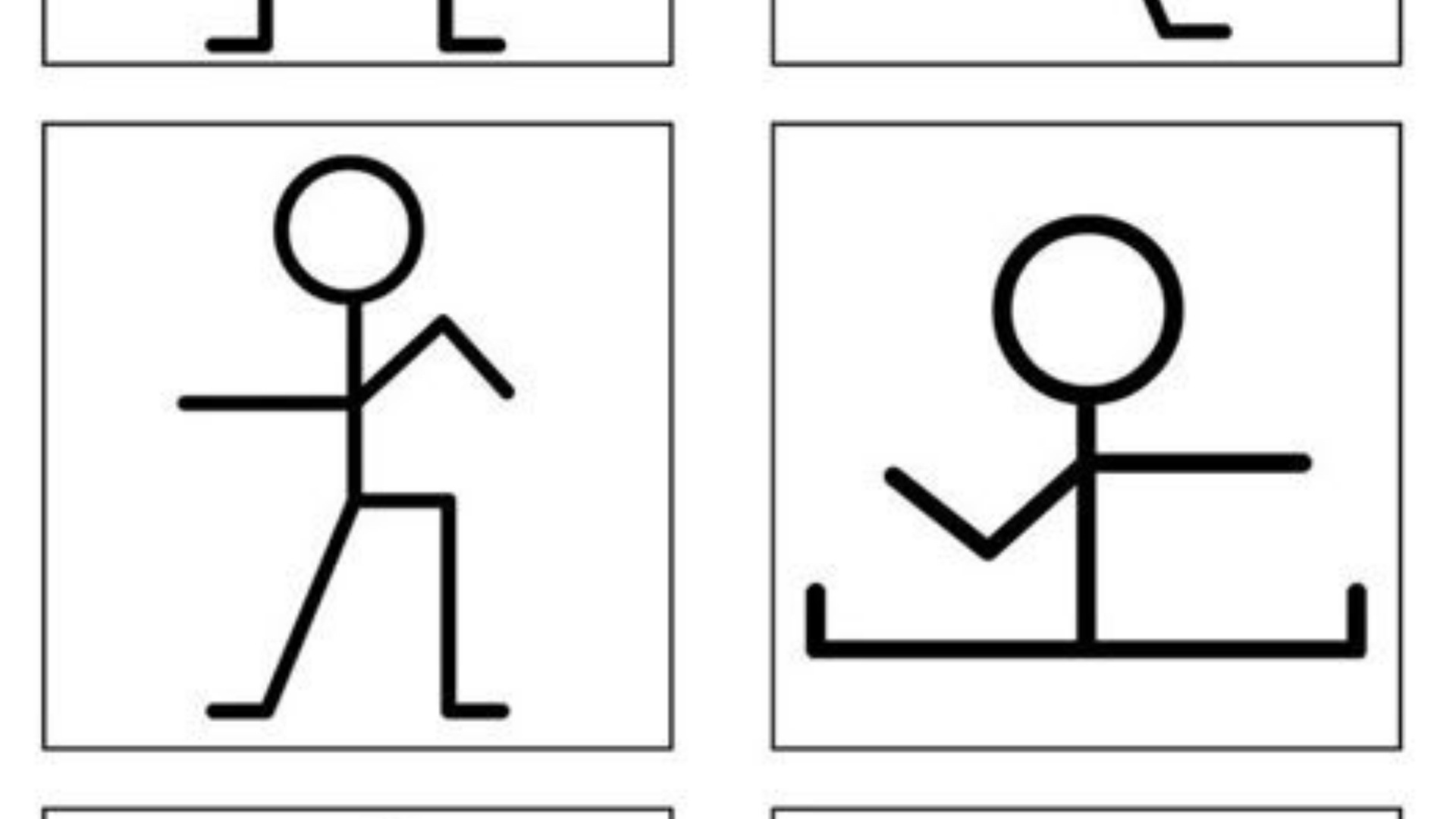 Animate the stickman drawings into a smooth dance animation. The simple black stick figure perfor...