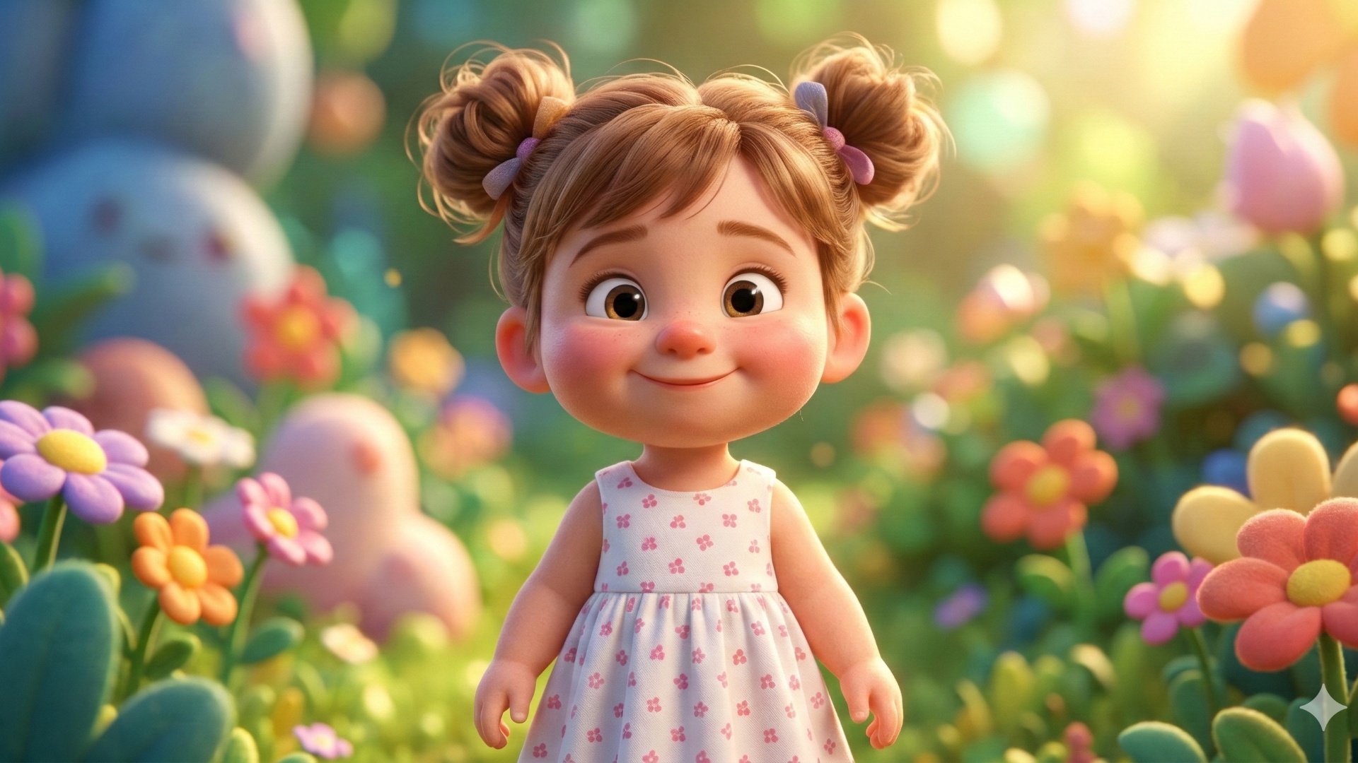 3D animation of the doll from the image jumping rope. She is in a bright, sunny room. The doll ju...