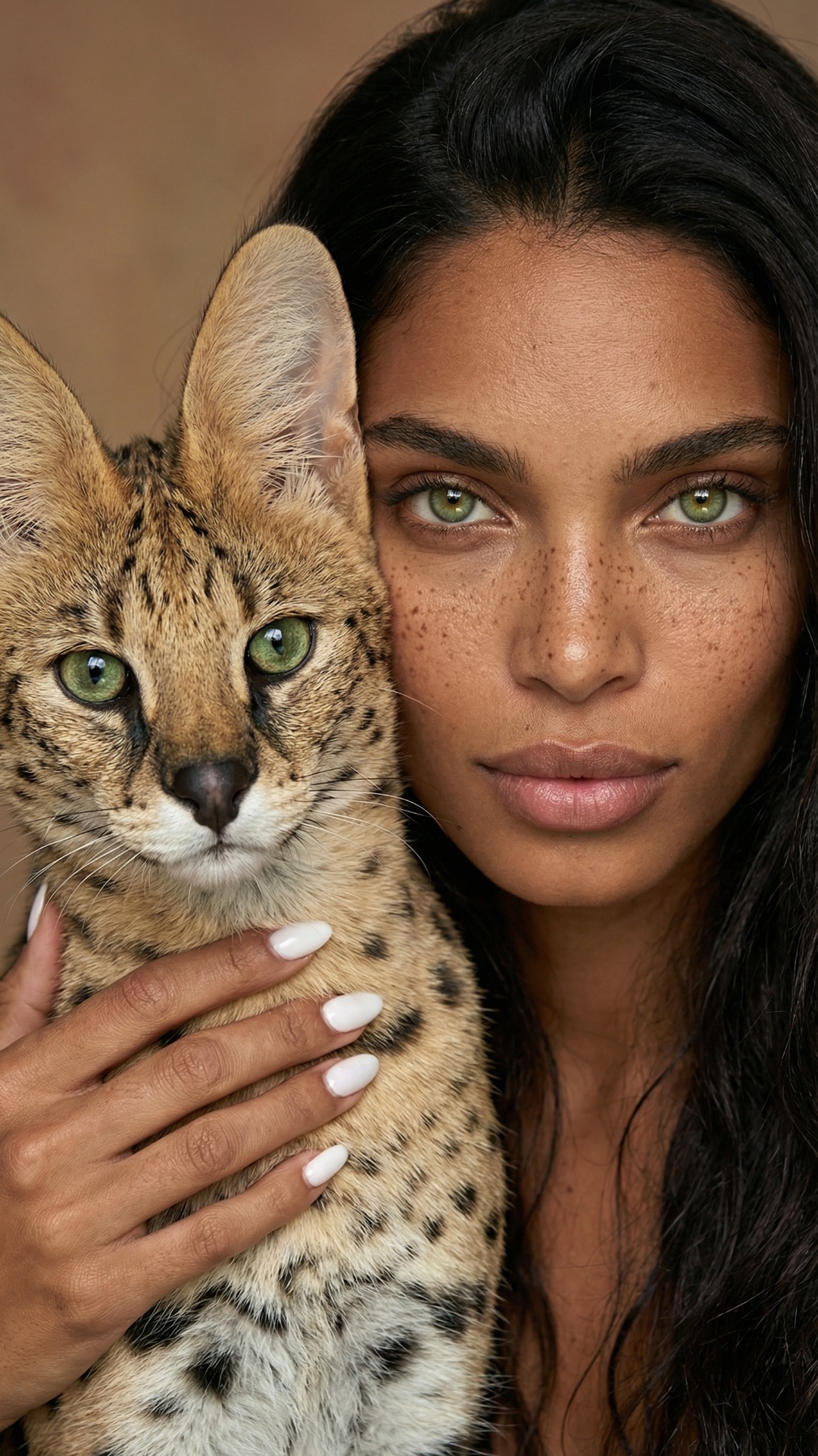 Animate the photo: the human blinks, then the cat blinks. Subtle breathing. After 3 seconds, the ...
