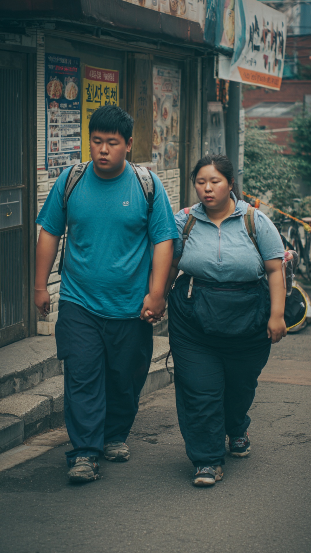 (원본 이미지를 보존해 줘)

여기는 한국이다. 남자가 말한다
"무작정, 어디가?"

여자가 말한다
"근데 너, 무작정 뜻은 알아??"