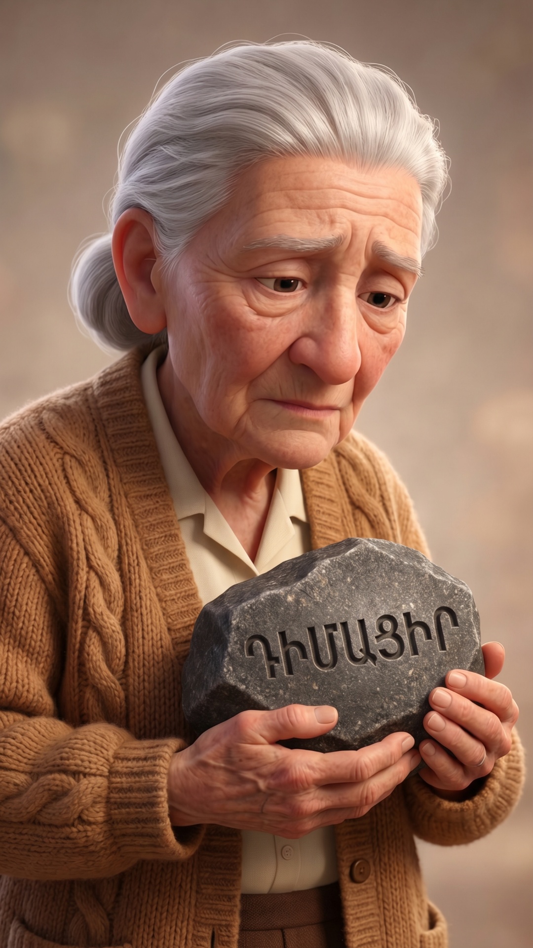 A smooth, emotional cinematic transition in Pixar 3D animation style. The scene starts with the e...