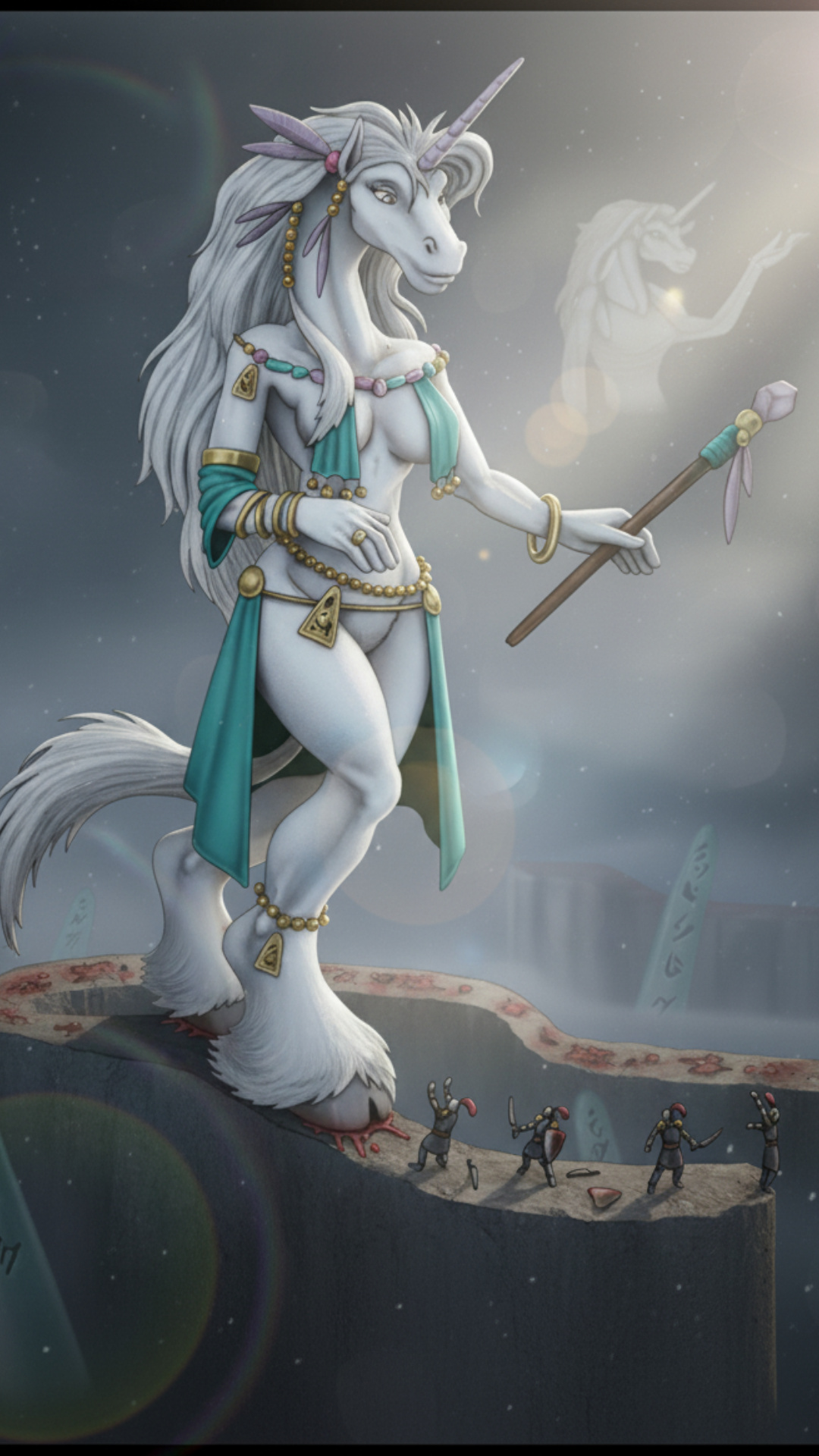 She is walking and Balance on the path towards and trampled everything in her way under her hoove...