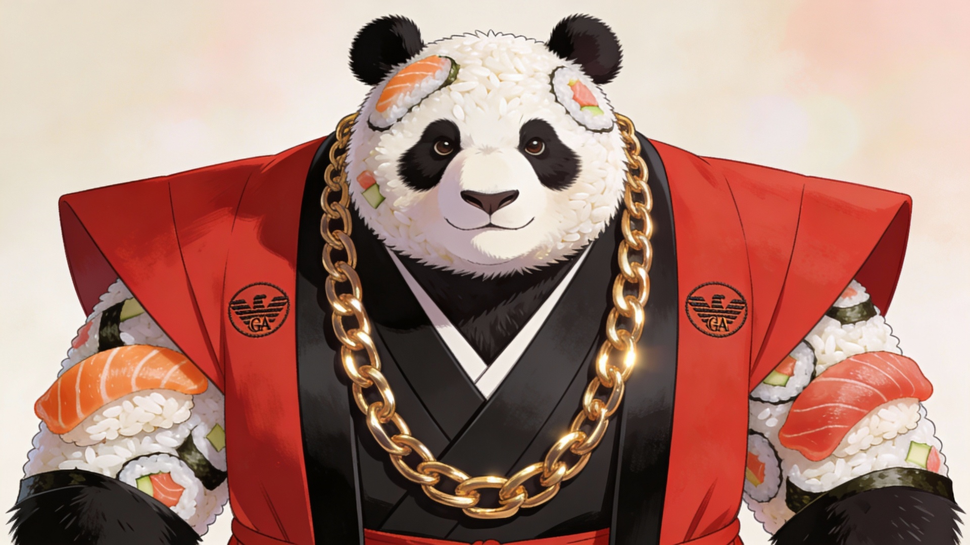 Danse acrobatique du panda bling sushi