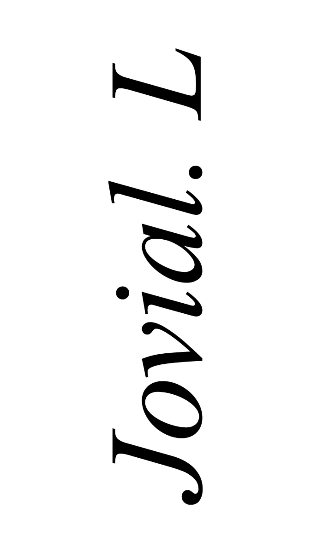 Subject: 3D text "Jovial. L" with golden metallic surface texture, styled as shown in the attache...