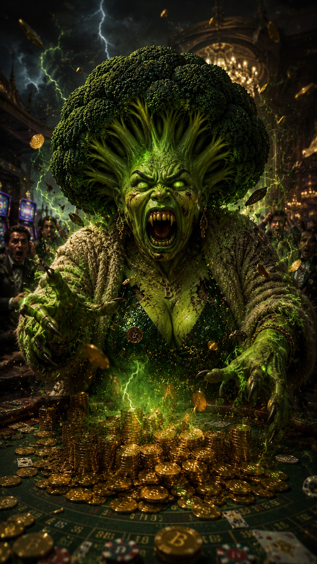 लालच Broccoli को बर्बाद कर देता है.
SFX: horror transformation sound