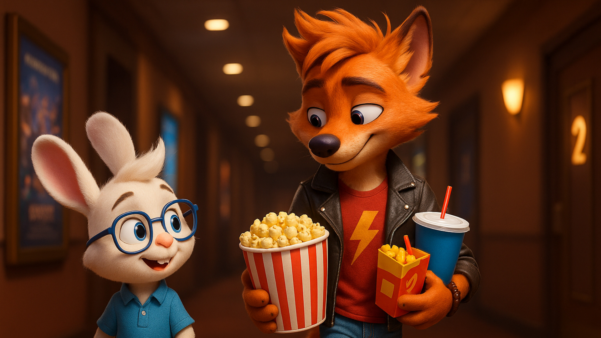 3d expressive fluid animation of anthro small rabbit brother talking excitedly while anthro big f...