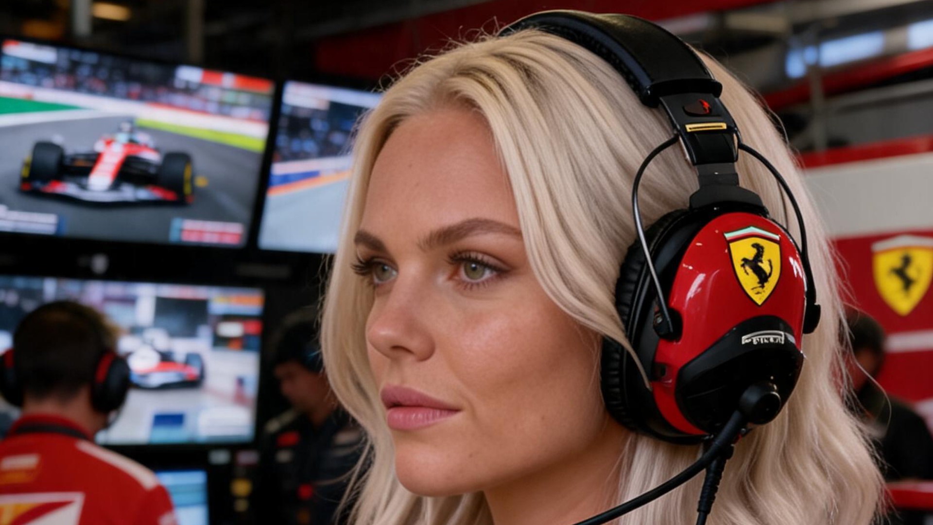 UItra realistic cinematic live sports broadcast video, accidental candid capture nside a Ferrari ...